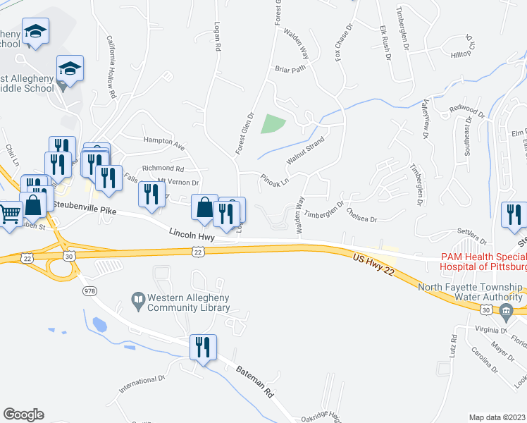 map of restaurants, bars, coffee shops, grocery stores, and more near 27401 Evergreen Run in Imperial