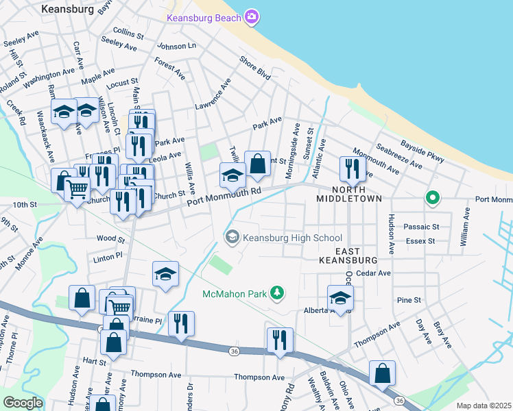 map of restaurants, bars, coffee shops, grocery stores, and more near 300 Twilight Avenue in Middletown Township