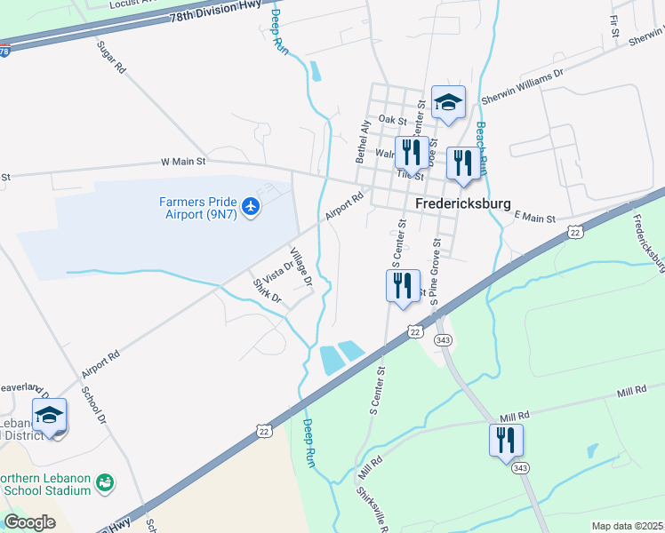 map of restaurants, bars, coffee shops, grocery stores, and more near 21 Horizon Drive in Fredericksburg
