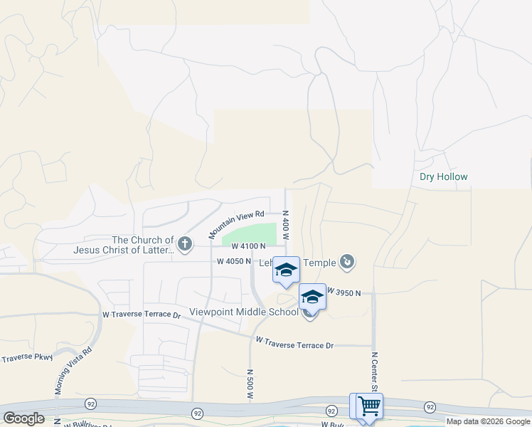 map of restaurants, bars, coffee shops, grocery stores, and more near 492 Mountain View Road in Lehi