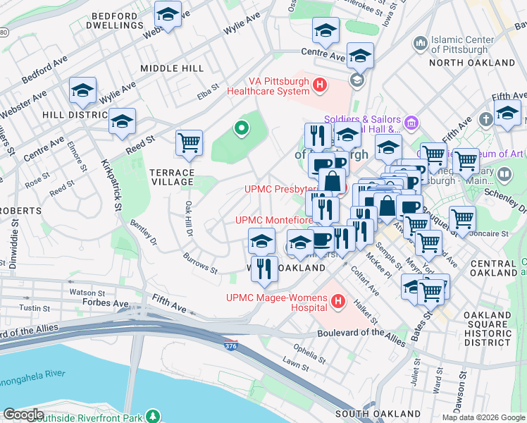 map of restaurants, bars, coffee shops, grocery stores, and more near 229 Dunseith Street in Pittsburgh