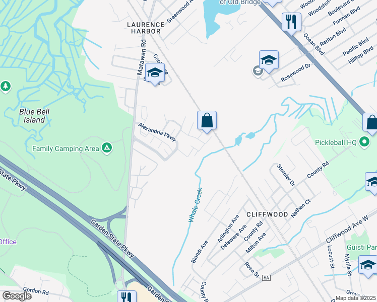 map of restaurants, bars, coffee shops, grocery stores, and more near 14 Rozalyn Lane in South Amboy
