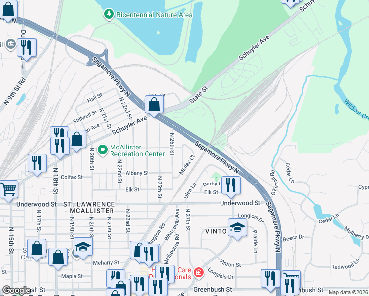 map of restaurants, bars, coffee shops, grocery stores, and more near 2321 Berkshaff Drive in Lafayette
