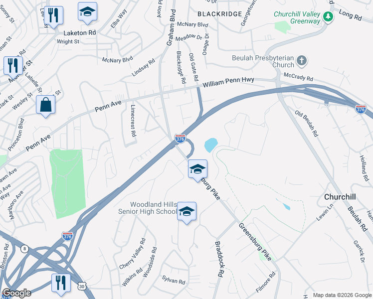 map of restaurants, bars, coffee shops, grocery stores, and more near 2328 Greensburg Pike in Pittsburgh