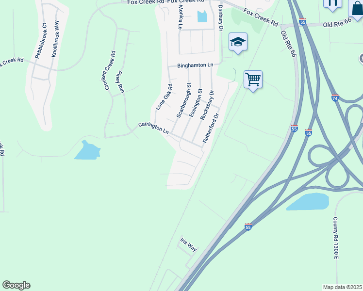 map of restaurants, bars, coffee shops, grocery stores, and more near 2702 Carrington Lane in Bloomington