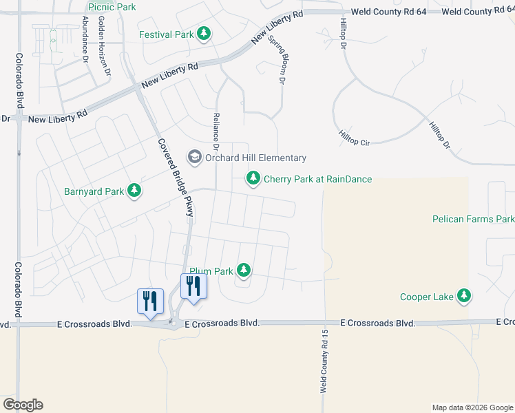 map of restaurants, bars, coffee shops, grocery stores, and more near 2056 Peach Blossom Drive in Windsor