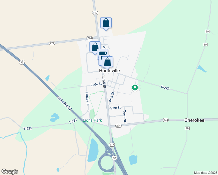 map of restaurants, bars, coffee shops, grocery stores, and more near 6559 Fruit Street in Huntsville