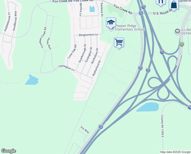 map of restaurants, bars, coffee shops, grocery stores, and more near 2832 Rutherford Drive in Bloomington