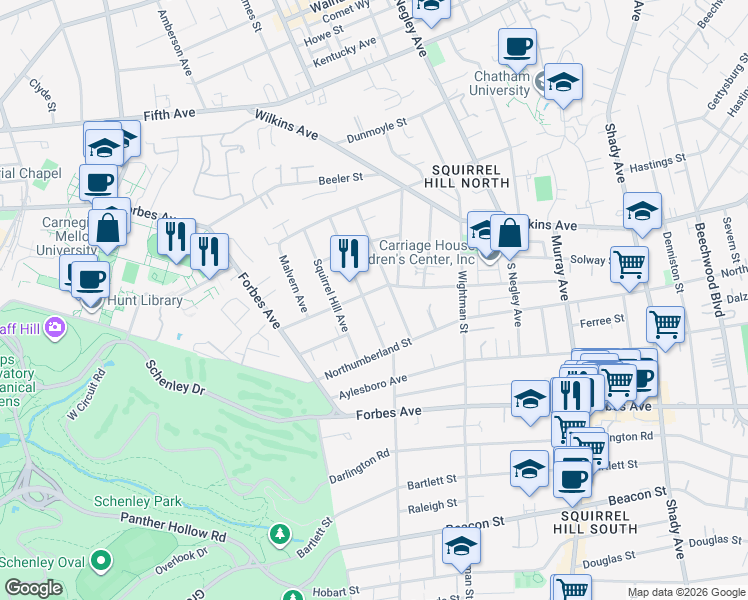 map of restaurants, bars, coffee shops, grocery stores, and more near 1401 Bennington Avenue in Pittsburgh
