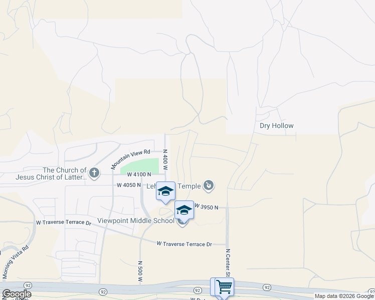 map of restaurants, bars, coffee shops, grocery stores, and more near 4377 North Maple Hollow Boulevard in Lehi