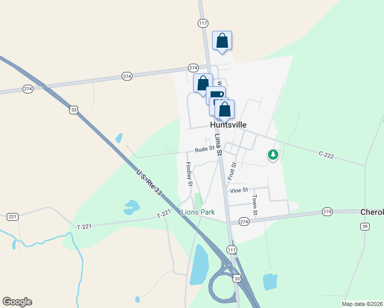 map of restaurants, bars, coffee shops, grocery stores, and more near 4989 Rude Street in Huntsville