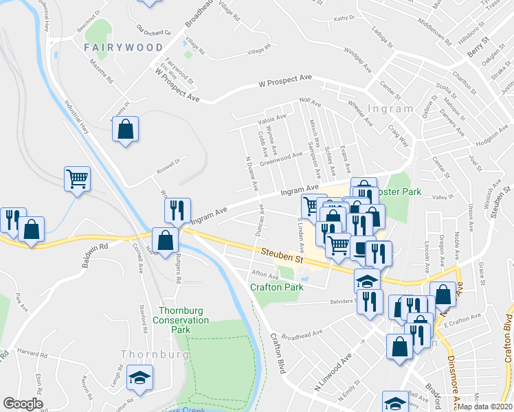 map of restaurants, bars, coffee shops, grocery stores, and more near 302 Maxwell Street in Pittsburgh