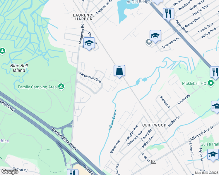 map of restaurants, bars, coffee shops, grocery stores, and more near 14 Rozalyn Lane in South Amboy