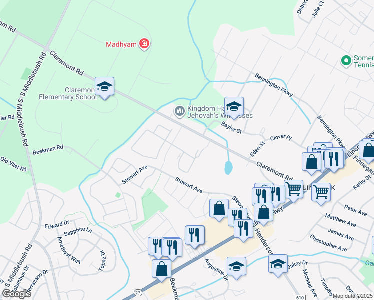 map of restaurants, bars, coffee shops, grocery stores, and more near 120 Crabapple Lane in Franklin Township