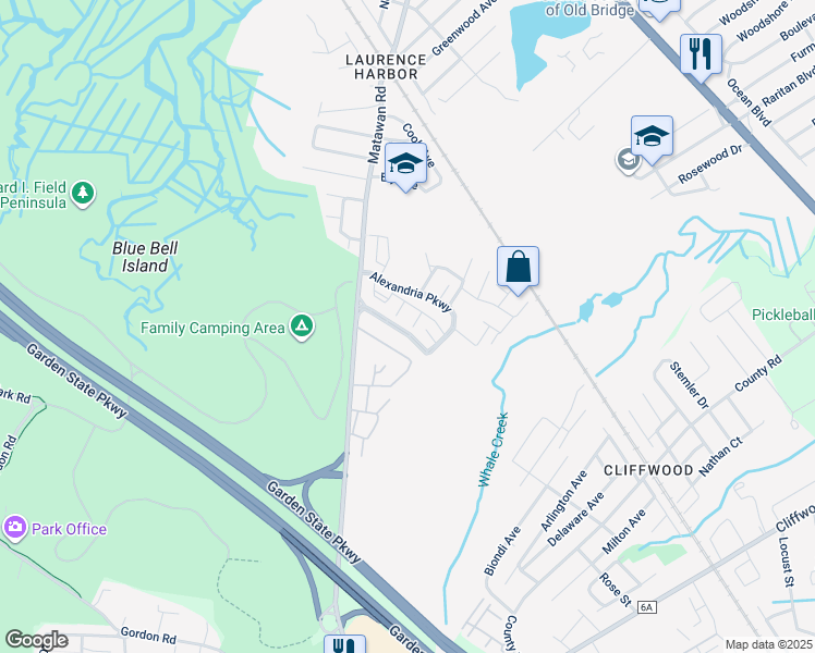 map of restaurants, bars, coffee shops, grocery stores, and more near 9 Picaron Place in South Amboy