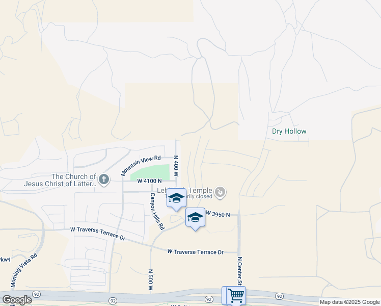 map of restaurants, bars, coffee shops, grocery stores, and more near 4397 Braiken Ridge Drive in Lehi