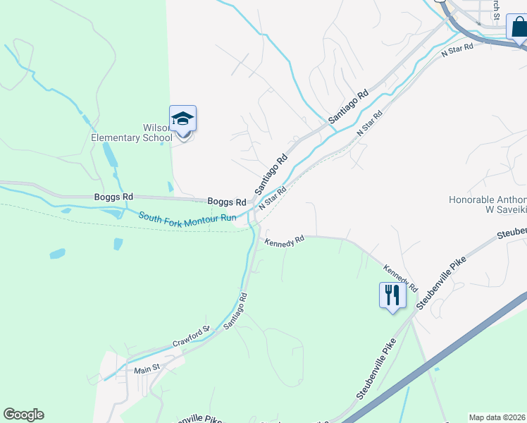 map of restaurants, bars, coffee shops, grocery stores, and more near Montour Trail in Imperial