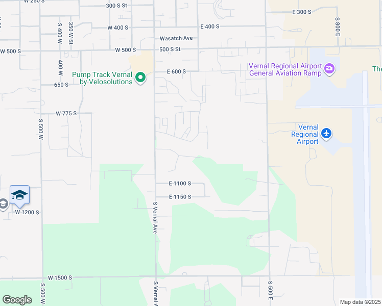 map of restaurants, bars, coffee shops, grocery stores, and more near 163 East 975 South in Vernal