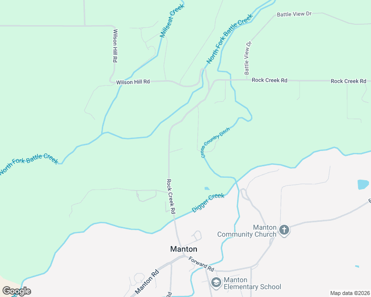 map of restaurants, bars, coffee shops, grocery stores, and more near 31755 Rock Creek Road in Manton