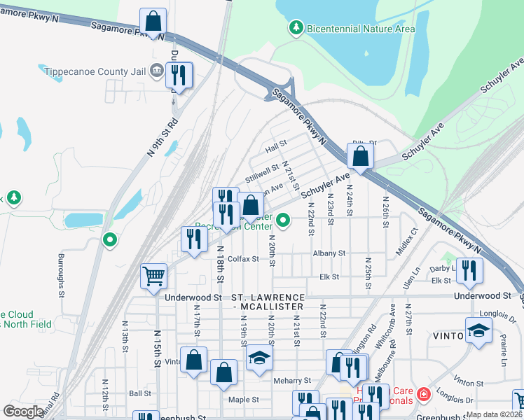 map of restaurants, bars, coffee shops, grocery stores, and more near 1914-1916 Schuyler Avenue in Lafayette