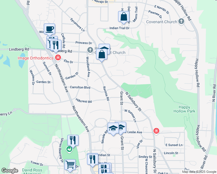 map of restaurants, bars, coffee shops, grocery stores, and more near 520 Carrolton Boulevard in West Lafayette