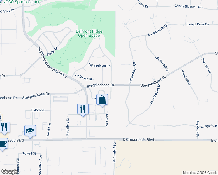 map of restaurants, bars, coffee shops, grocery stores, and more near 4613 Horizon Ridge Drive in Windsor