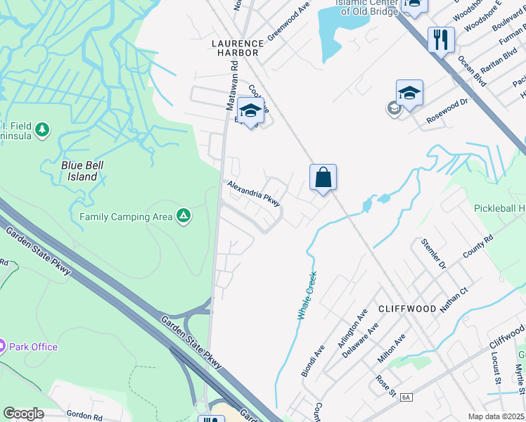 map of restaurants, bars, coffee shops, grocery stores, and more near 9 Picaron Place in South Amboy