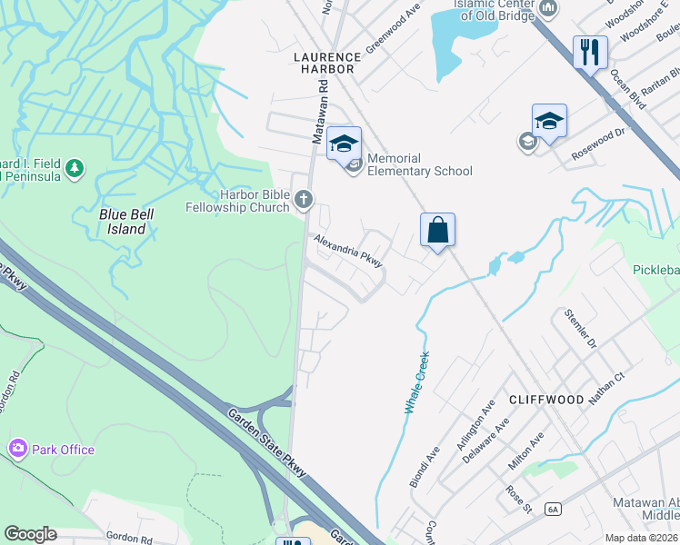map of restaurants, bars, coffee shops, grocery stores, and more near 9 Picaron Place in South Amboy