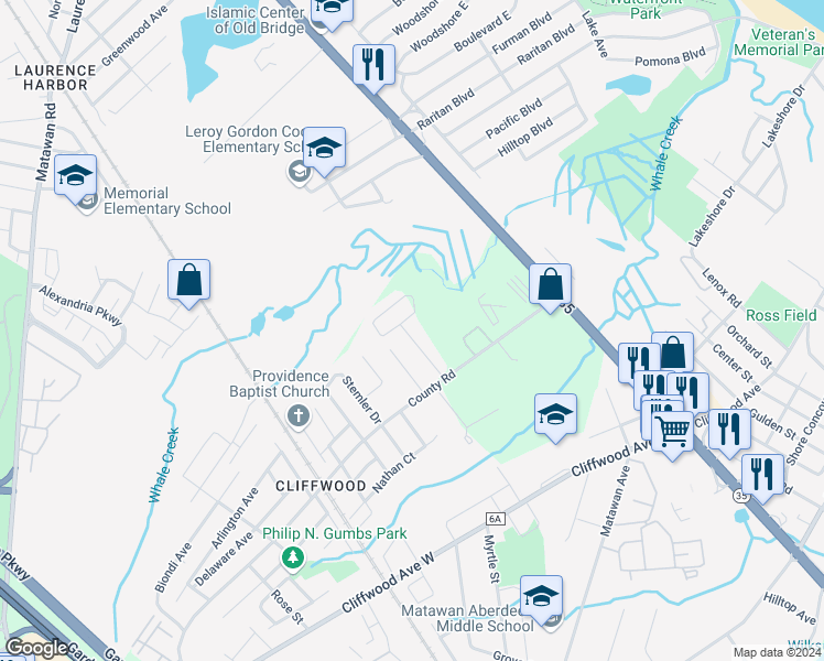 map of restaurants, bars, coffee shops, grocery stores, and more near 64 LCpl. Phillip E. Frank Way in Aberdeen Township