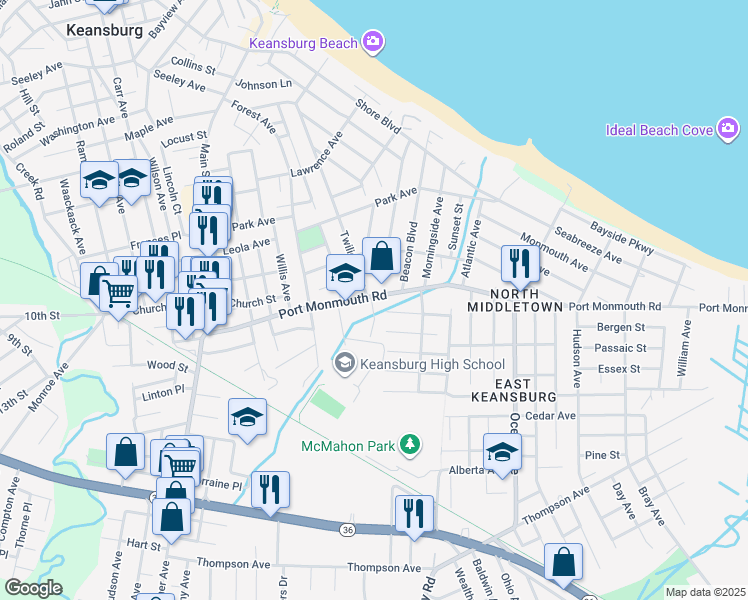 map of restaurants, bars, coffee shops, grocery stores, and more near 300 Twilight Avenue in North Middletown