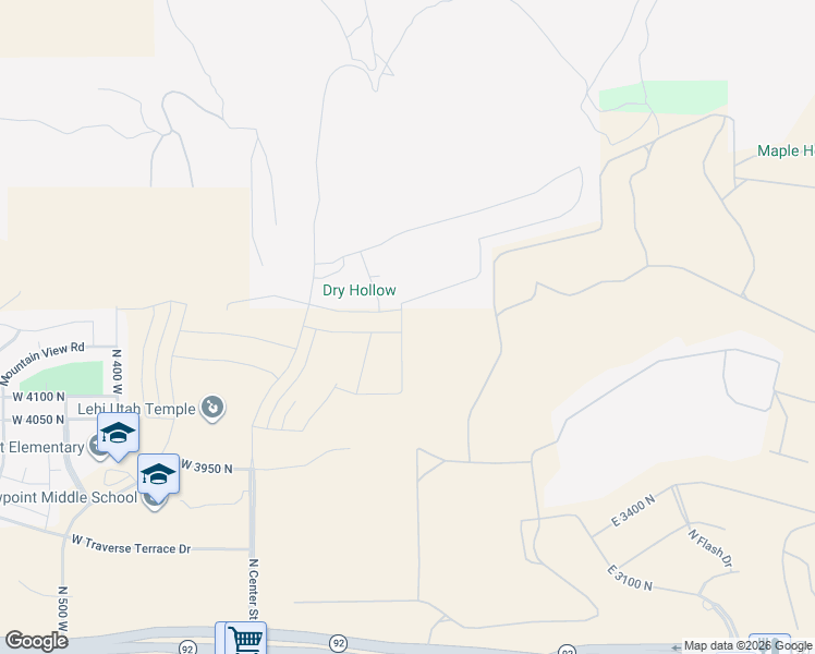 map of restaurants, bars, coffee shops, grocery stores, and more near Unnamed Road in Lehi