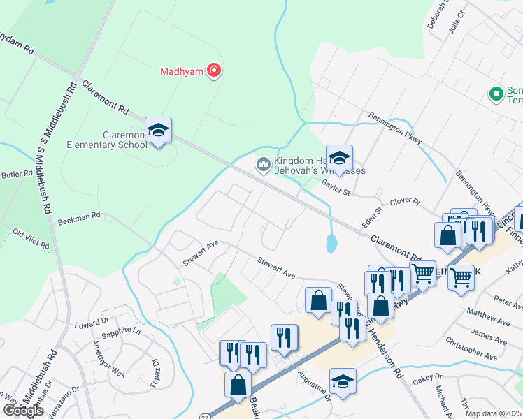 map of restaurants, bars, coffee shops, grocery stores, and more near 120 Crabapple Lane in Franklin Township