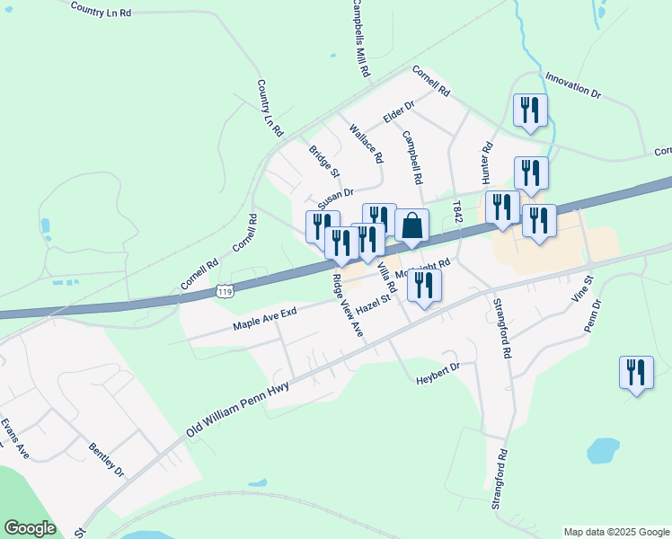 map of restaurants, bars, coffee shops, grocery stores, and more near 1033 U.S. 22 in Blairsville