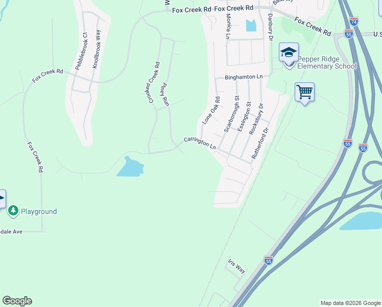 map of restaurants, bars, coffee shops, grocery stores, and more near 5 Piney Run Court in Bloomington