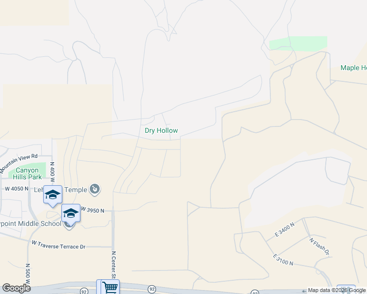 map of restaurants, bars, coffee shops, grocery stores, and more near Unnamed Road in Lehi