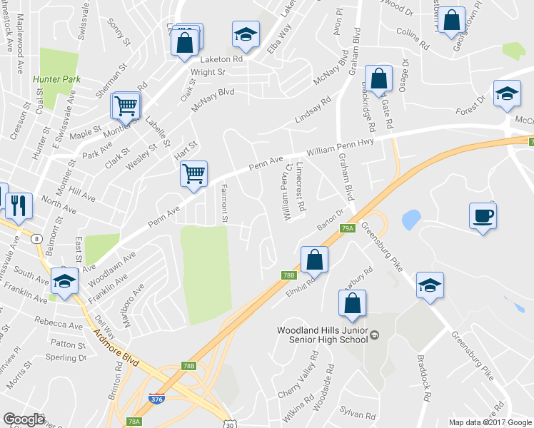 map of restaurants, bars, coffee shops, grocery stores, and more near 881 Beacon Hill Drive in Pittsburgh
