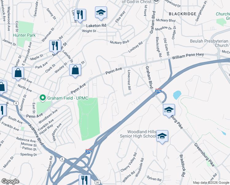 map of restaurants, bars, coffee shops, grocery stores, and more near 853 Beacon Hill Drive in Pittsburgh