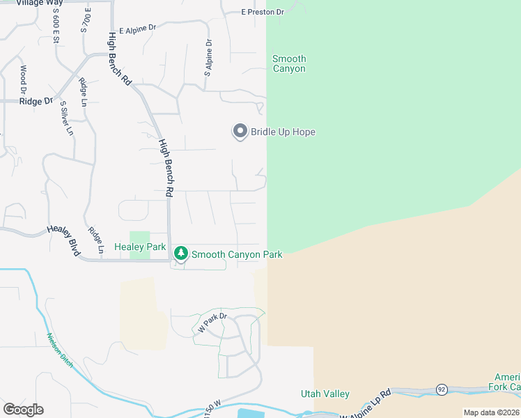 map of restaurants, bars, coffee shops, grocery stores, and more near 1292 East 810 South Street in Alpine