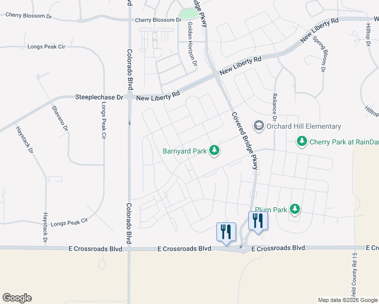 map of restaurants, bars, coffee shops, grocery stores, and more near 1770 Bounty Drive in Windsor