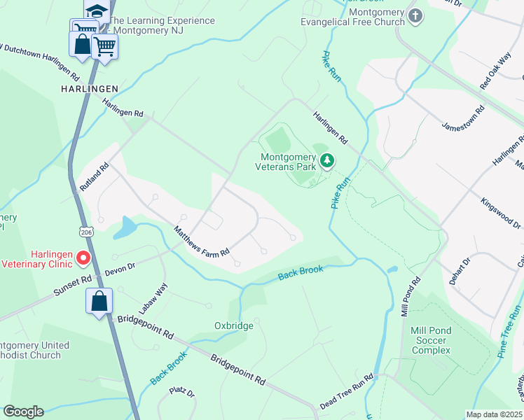 map of restaurants, bars, coffee shops, grocery stores, and more near 143 Matthews Farm Road in Montgomery