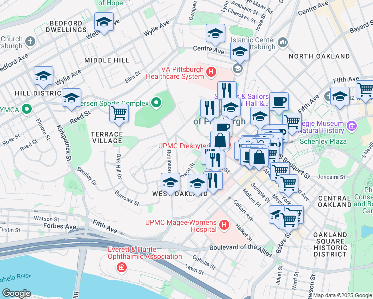 map of restaurants, bars, coffee shops, grocery stores, and more near 341 Darragh Street in Allegheny