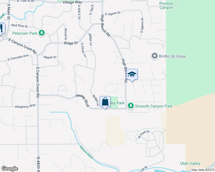 map of restaurants, bars, coffee shops, grocery stores, and more near 860 Stonehedge Lane in Alpine