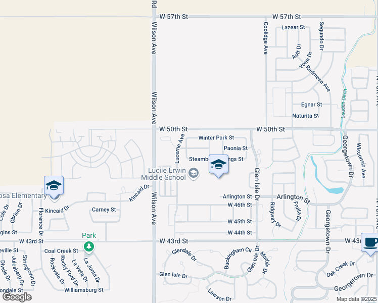 map of restaurants, bars, coffee shops, grocery stores, and more near 2580 Winter Park Street in Loveland