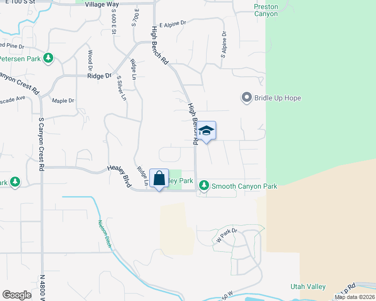 map of restaurants, bars, coffee shops, grocery stores, and more near 982 Stonehedge Lane in Alpine
