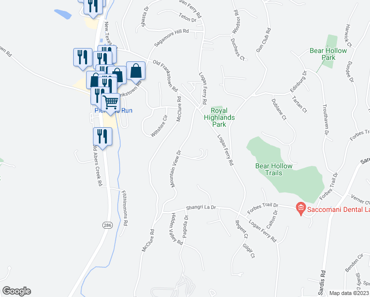 map of restaurants, bars, coffee shops, grocery stores, and more near 1776 McClure Road in Monroeville