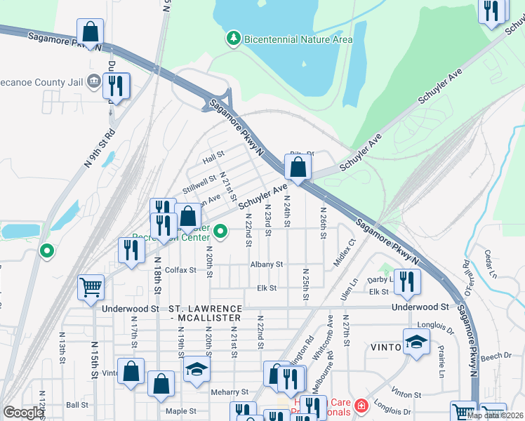map of restaurants, bars, coffee shops, grocery stores, and more near 2138 Schuyler Avenue in Lafayette