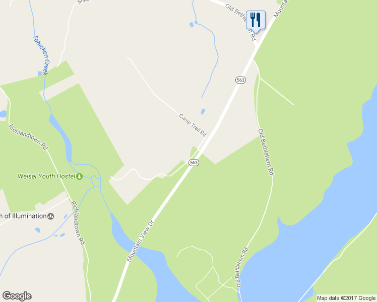 map of restaurants, bars, coffee shops, grocery stores, and more near 993 Camp Trail Road in Quakertown