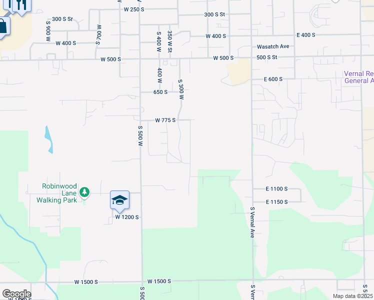 map of restaurants, bars, coffee shops, grocery stores, and more near 892 South 250 West in Vernal