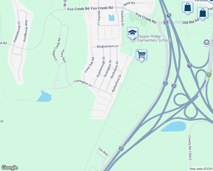 map of restaurants, bars, coffee shops, grocery stores, and more near 2906 Essington Street in Bloomington