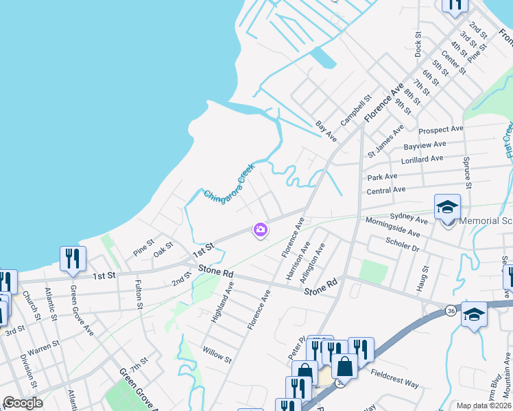 map of restaurants, bars, coffee shops, grocery stores, and more near 113 West Street in Keyport